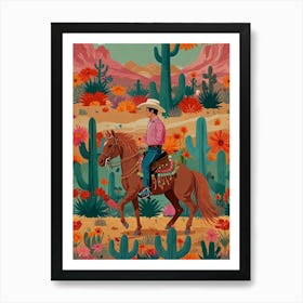 Cowboy In The Desert 8 Art Print