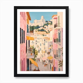 Split Croatia 3 Vintage Pink Travel Illustration Art Print