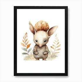 Watercolour Jungle Animal Baby Armadillo 3 Art Print
