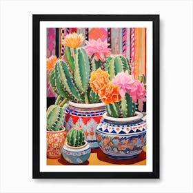 Cactus Painting Maximalist Still Life Mammillaria Cactus 4 Art Print