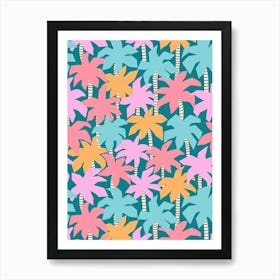 Pastel Colorful Cut Out Palm Trees Art Print