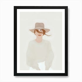 Portrait Of A Woman Wearing A Hat Art Print