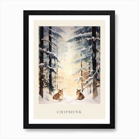 Winter Watercolour Chipmunk 1 Poster Art Print