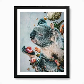 Koala with Flowers Art Print