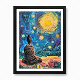 Buddha Enlightenment Night Art Print