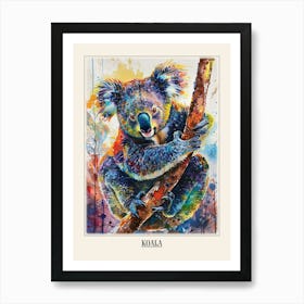 Koala Colourful Watercolour 2 Poster Art Print