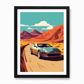 A Nissan Z In The Andean Crossing Patagonia Illustration 4 Art Print