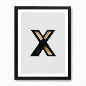 X Letter, Alphabet Retro Minimal 3 Art Print