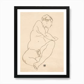 Female Nude Bending To The Left (1918), Egon Schiele Art Print