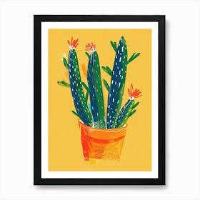 Christmas Cactus Plant Minimalist Illustration 10 Art Print