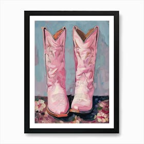 Pink Cowgirl Boots Painting Hot Pink Western 2 Art Print