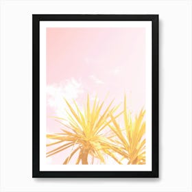 Abstract Yellow Miami Palm Trees and Pink Sky Art Print