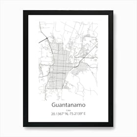 Guantanamo,Cuba Minimalist Map Art Print