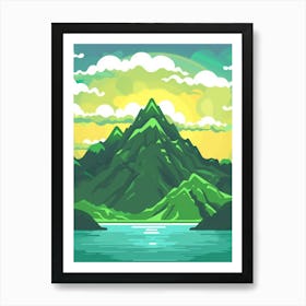 Landscape With Mountains And Lake Art Print