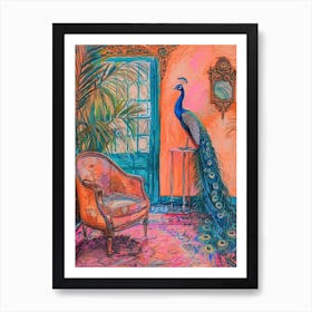 Peacock In A Mediterranean Apartment Sketch Art Print