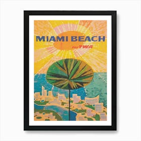 Miami Beach Florida Retro Vintage Travel Poster Art Print