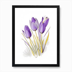 Crocus Floral Quentin Blake Inspired Illustration 1 Flower Art Print