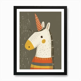 Unicorn In A Knitted Jumper Muted Pastels 2 Art Print