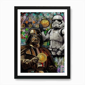 Pop Art Stormtrooper And Vader Bitcoin Art Print