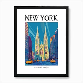 St Patricks Cathedral New York Colourful Silkscreen Illustration 4 Poster Art Print