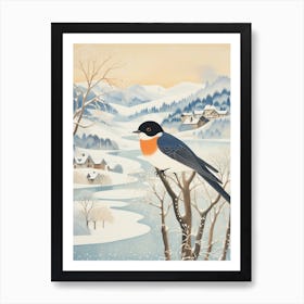 Winter Bird Painting Barn Swallow 2 Art Print