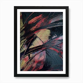 Red Lines on the black Art Print