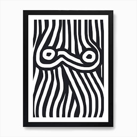 Black And White Striped Nude Art Print