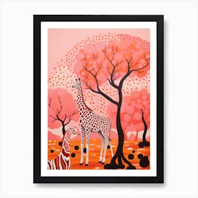 Giraffe With The Acacia Trees 3 Art Print