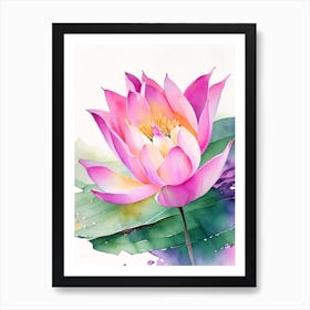 Pink Lotus Watercolour 1 Art Print