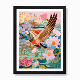 Maximalist Bird Painting Wood Duck 2 Art Print