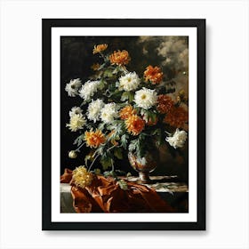 Baroque Floral Still Life Chrysanthemums 2 Art Print