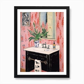 Bathroom Vanity Painting With A Foxglove Bouquet 2 Art Print