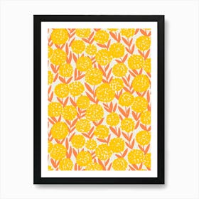 Blooming Abstract Allium Flowers Yellow Orange White Art Print