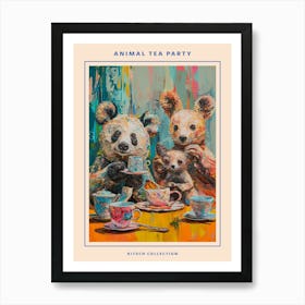 Kitsch Cute Animal Tea Party 4 Poster Art Print