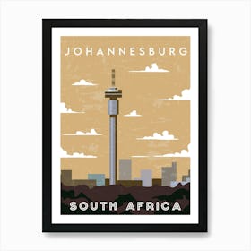 Johannesburg, South Africa — Retro travel minimalist poster Art Print