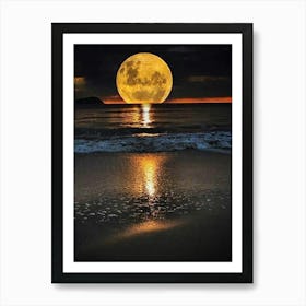 Full Moon At The Beach Affiche