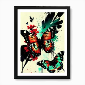 Butterflies And Flowers 20 Art Print