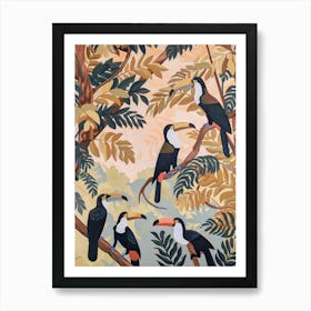 Toucans Pastels Jungle Illustration 1 Art Print