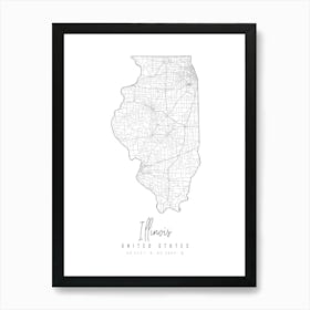 Illinois Minimal Street Map Art Print