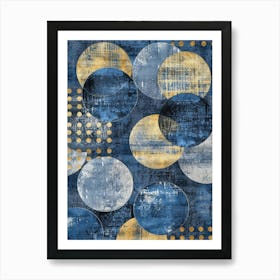 Blue And Gold Circles 3 Art Print