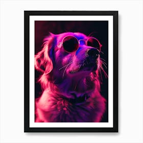 Beautiful Dog Under Neon Lights 4 Art Print