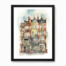 Stoke Newington London Neighborhood, Watercolour 2 Art Print