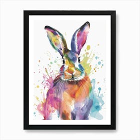 Rabbit Colourful Watercolour 3 Art Print
