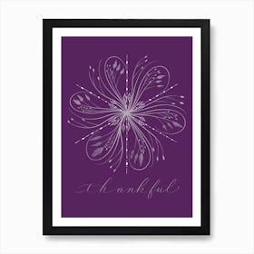 Snowflake Calligraphy Thankful Purple Art Print