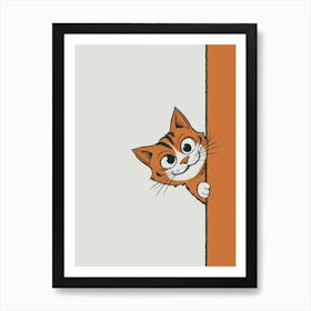 Cat Peeking Out Of The Corner 2 Art Print