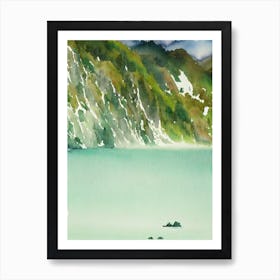 Fiordland National Park New Zealand Water Colour Poster Art Print