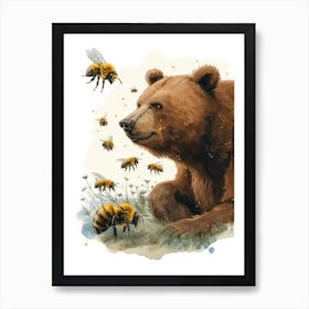 Colletidae Bee Storybook Illustration 5 Art Print