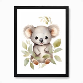 Koala Watercolour In Autumn Colours 3 Art Print