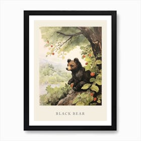 Beatrix Potter Inspired  Animal Watercolour Black Bear 2 Art Print