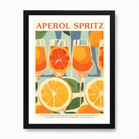 Aperol Spritz Pattern Cocktail Oranges Kitchen Art Art Print